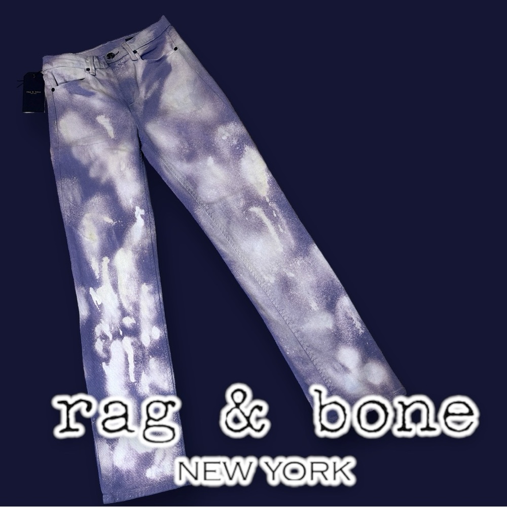 NWT Org Rag&Bone White Cigarette Jeans Now In Lilac Splash,Green Floral. Size 26 - Picture 2 of 15